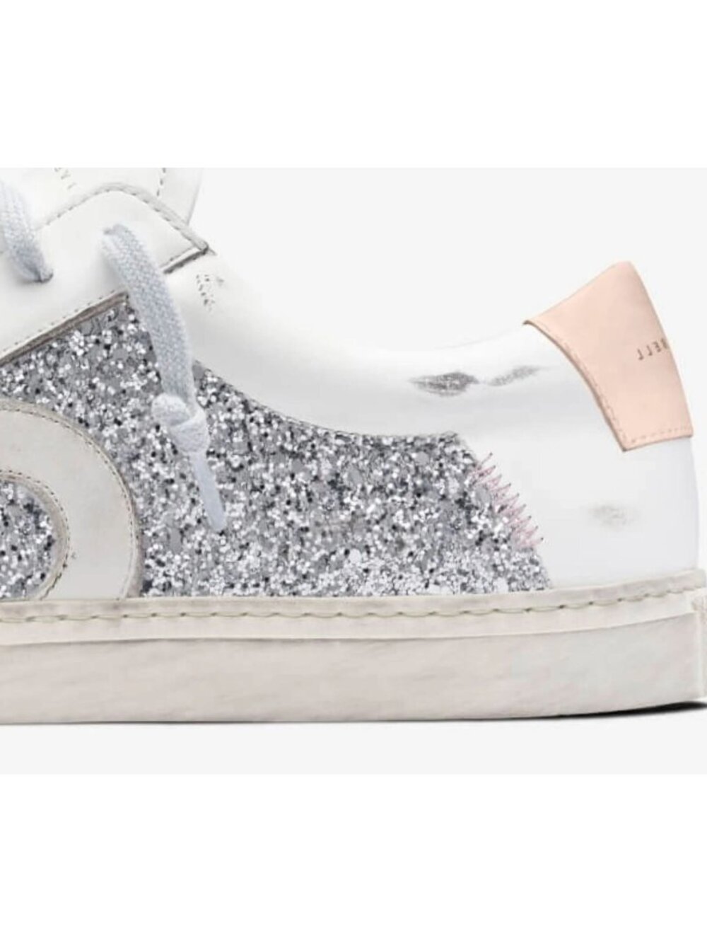 NWOB Oliver Cabell Women Low 1 LEEDS White Leather Sneakers Glitter  Sz 5.5 2254 - Picture 9 of 16
